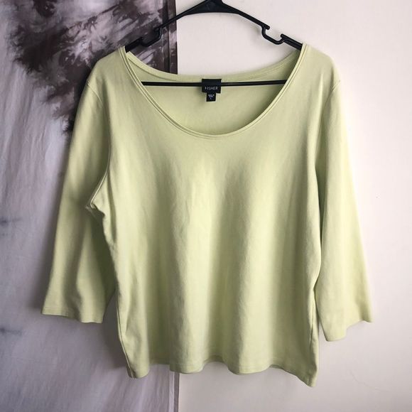 Eileen Fisher Light Green 3/4 Sleeve Top- Imported Fabric - Picture 1 of 5